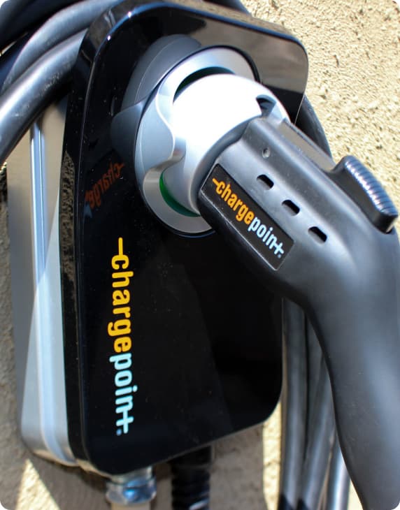 Close-up image of an electric vehicle charger
